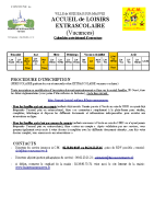 Calendrier d’ouverture VACANCES 2025-2026 et rappel procédure d’inscription Calendrier d’ouverture VACANCES 2025-2026 et rappel procédure d’inscription